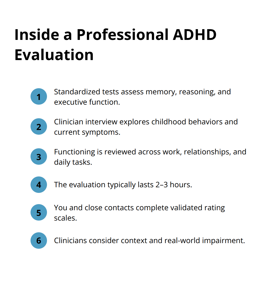 Key steps and components of a comprehensive adult ADHD evaluation for women. - female adhd test